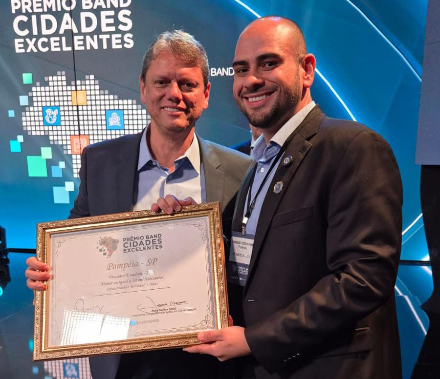 Pompeia conquista 1º lugar no Prêmio Band Cidades Excelentes 2025 em Infraestrutura e Mobilidade Urbana