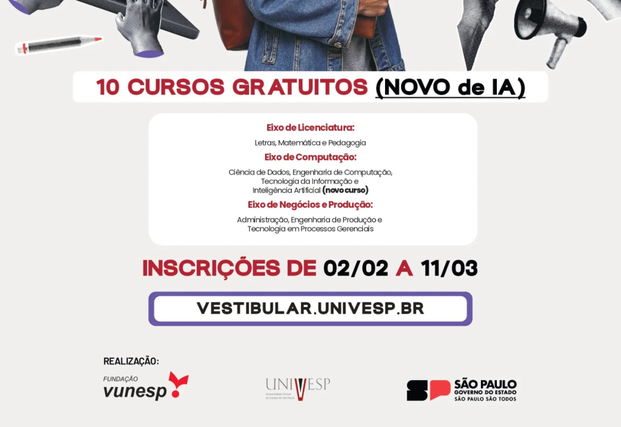 Univesp abre vestibular 2026 com cursos superiores gratuitos e vagas para Pompeia