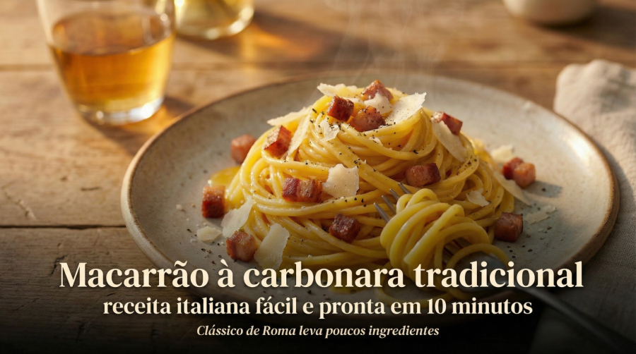Macarrão à carbonara tradicional: receita italiana fácil e pronta em 10 minutos