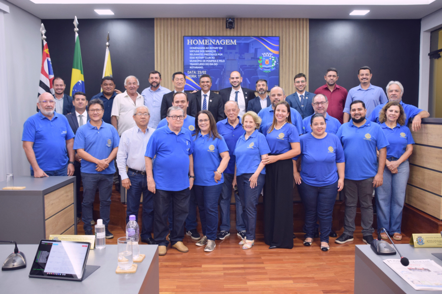Câmara Municipal de Pompeia presta homenagem ao Rotary Club pelo Dia do Rotariano