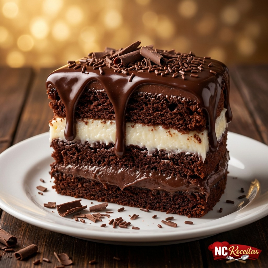 Como fazer Bolo Dois Amores com recheio cremoso e cobertura irresistível
