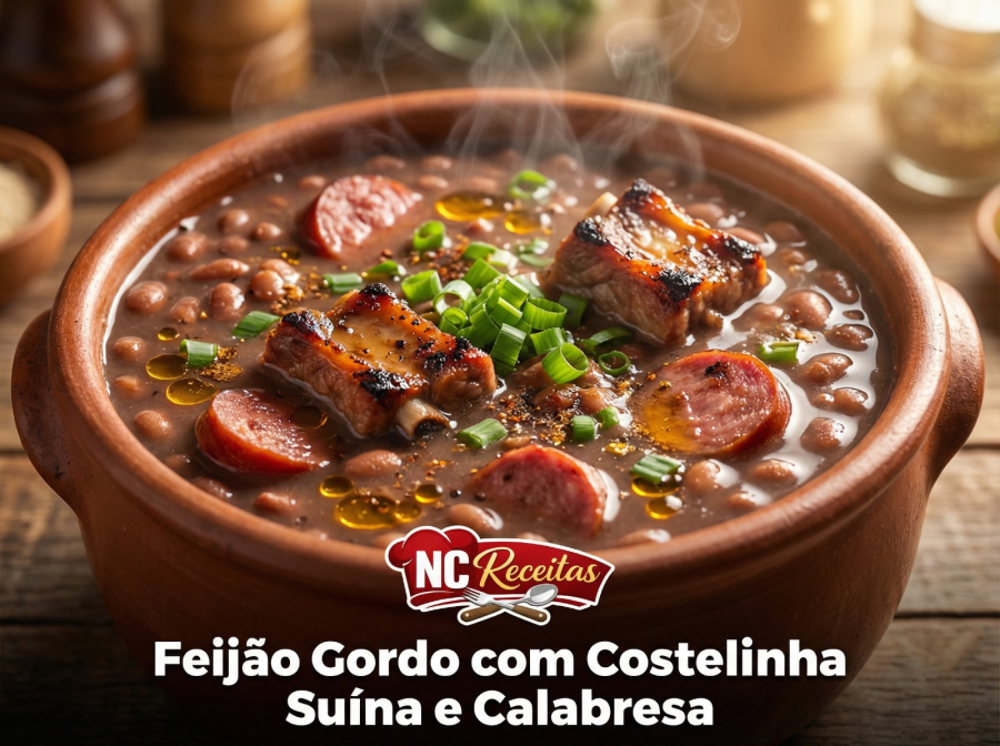 Receita de Feijão Gordo com Costelinha Suína e Calabresa: aprenda a preparar um prato rico e cheio de sabor