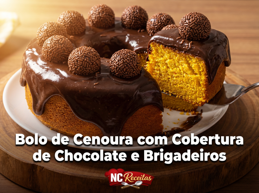 Receita de Bolo de Cenoura com Cobertura de Chocolate e Brigadeiros: aprenda a preparar um clássico ainda mais irresistível