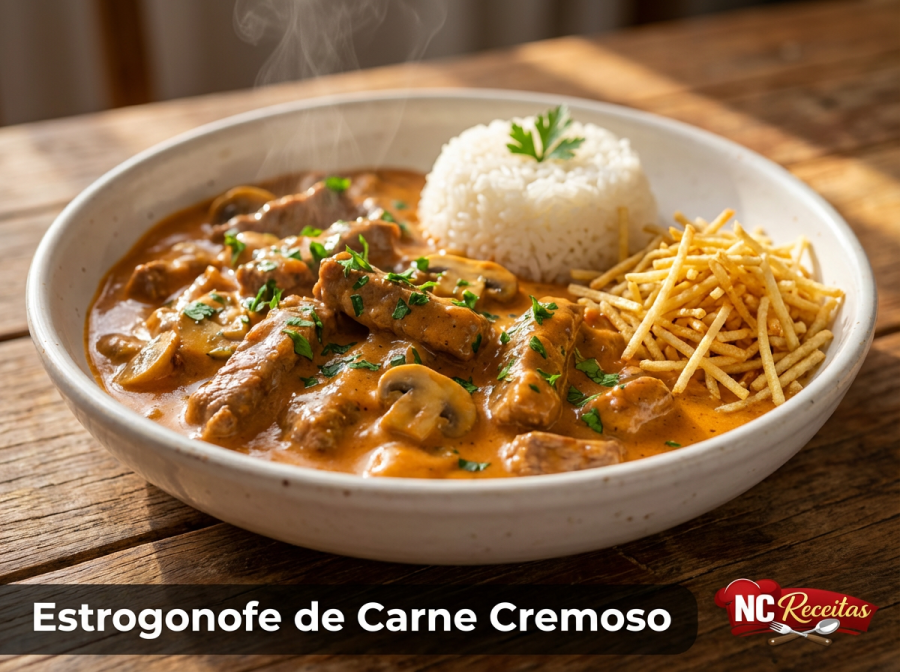 Estrogonofe de Carne Cremoso: aprenda a preparar um clássico saboroso e fácil