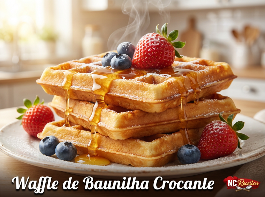 Waffle de Baunilha Crocante: aprenda a preparar um waffle leve, dourado e perfeito para o café da manhã