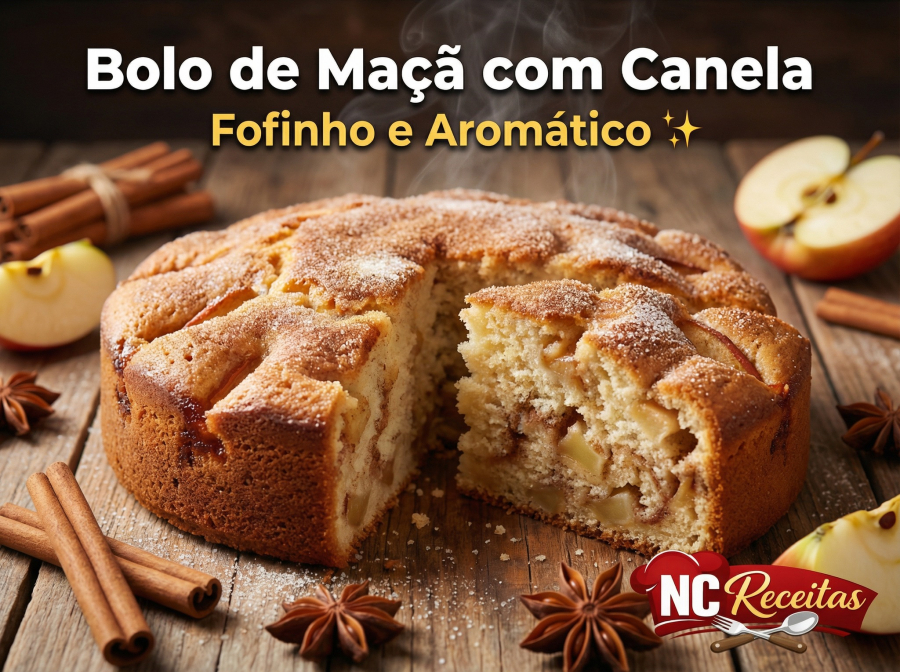 Bolo de maçã com canela fofinho e aromático: receita caseira fácil e irresistível