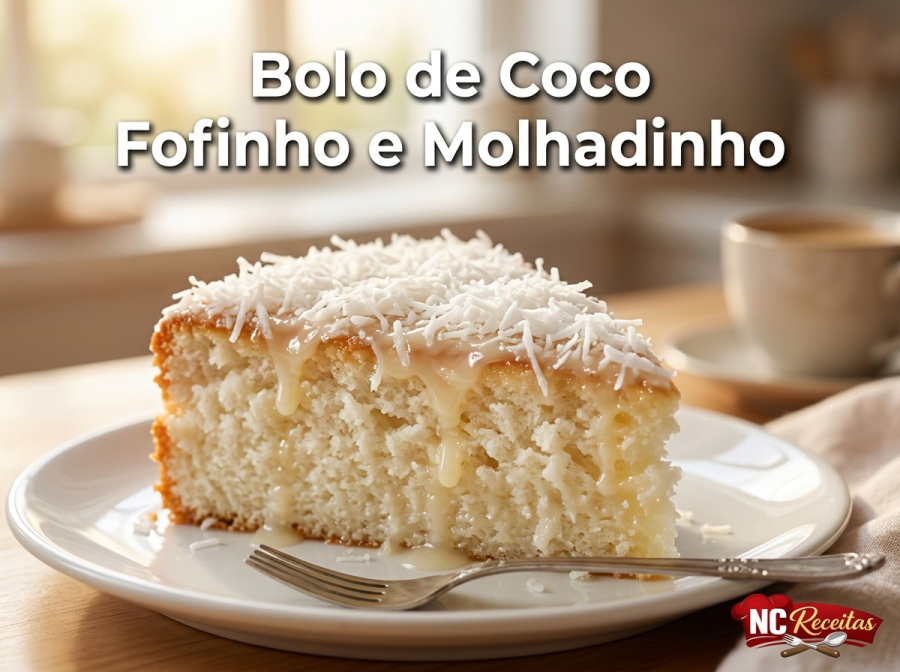 Bolo de coco fofinho e molhadinho: receita caseira fácil para o café da tarde