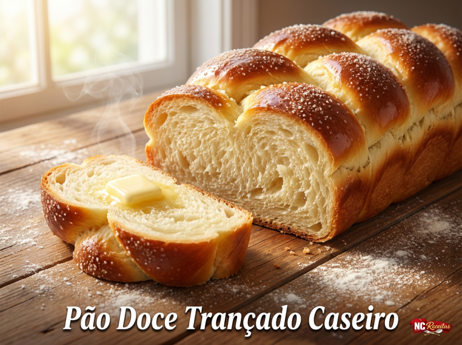 Pão doce trançado caseiro fofinho: receita fácil para café da manhã ou lanche