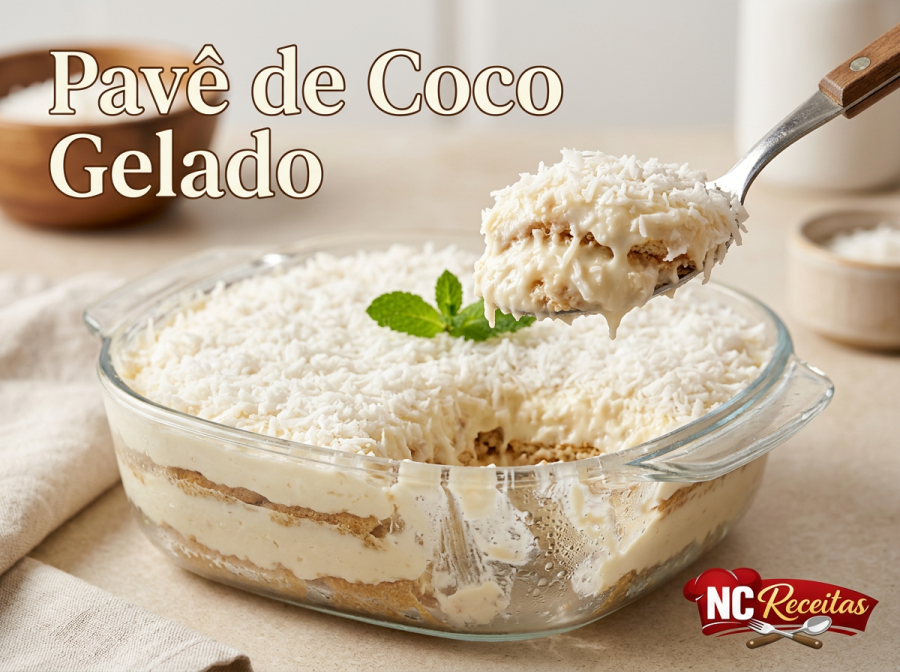 Pavê de coco gelado cremoso: receita fácil e perfeita para sobremesa